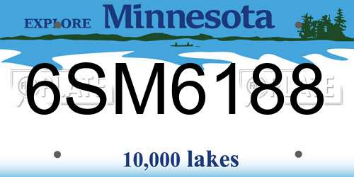 6SM6188 Minnesota License Plate