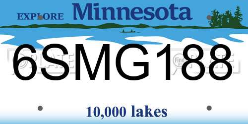 6SMG188 Minnesota License Plate