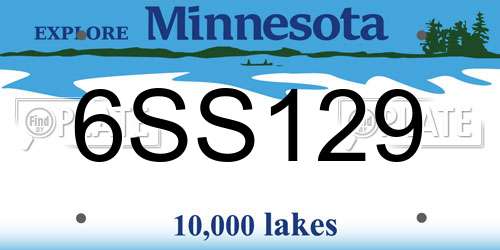 6SS129 Minnesota License Plate