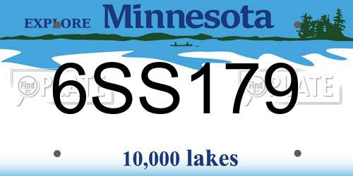 6SS179 Minnesota License Plate