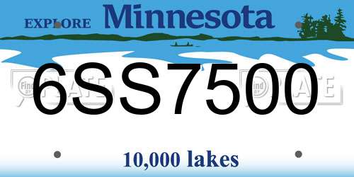 6SS7500 Minnesota License Plate
