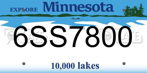 6SS7800 Minnesota License Plate