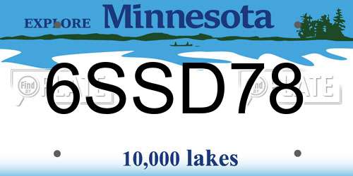 6SSD78 Minnesota License Plate
