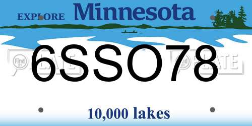 6SSO78 Minnesota License Plate