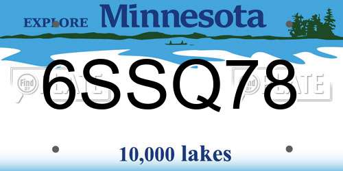 6SSQ78 Minnesota License Plate