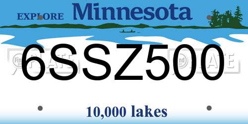 6SSZ500 Minnesota License Plate
