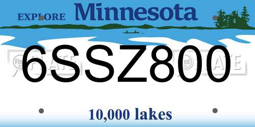6SSZ800 Minnesota License Plate