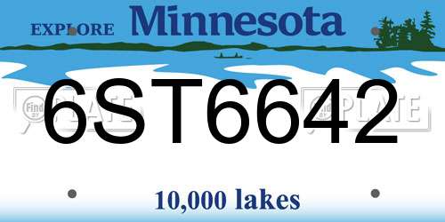 6ST6642 Minnesota License Plate