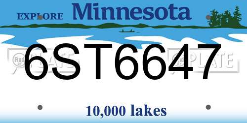 6ST6647 Minnesota License Plate