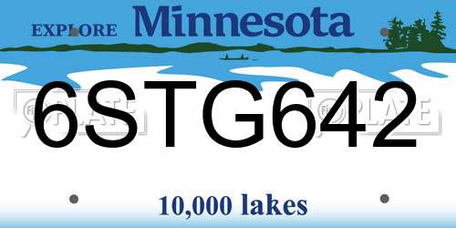 6STG642 Minnesota License Plate
