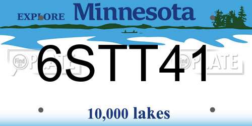 6STT41 Minnesota License Plate