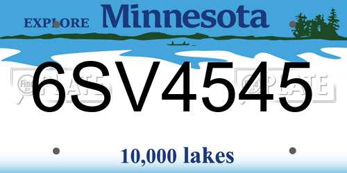 6SV4545 Minnesota License Plate
