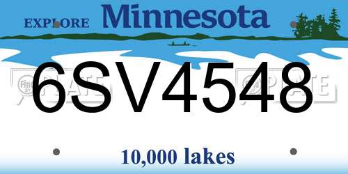 6SV4548 Minnesota License Plate