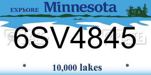 6SV4845 Minnesota License Plate