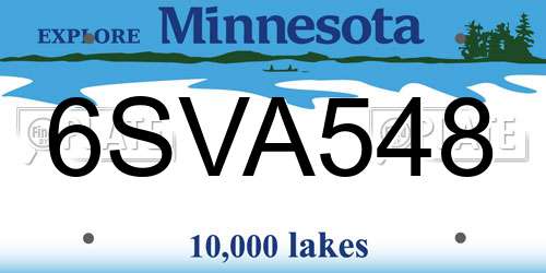 6SVA548 Minnesota License Plate