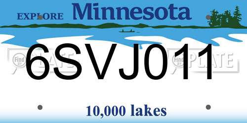 6SVJ011 Minnesota License Plate