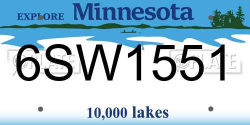 6SW1551 Minnesota License Plate