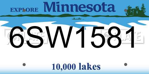 6SW1581 Minnesota License Plate