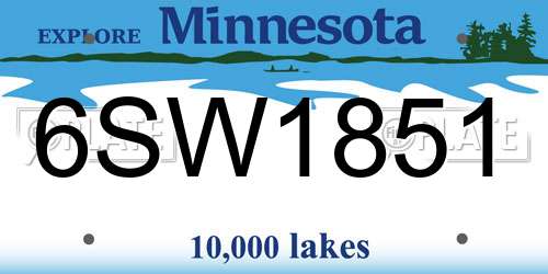 6SW1851 Minnesota License Plate