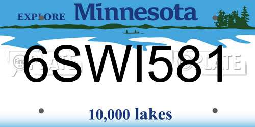6SWI581 Minnesota License Plate
