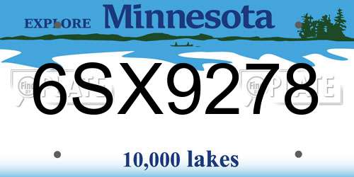 6SX9278 Minnesota License Plate
