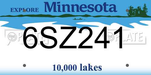 6SZ241 Minnesota License Plate