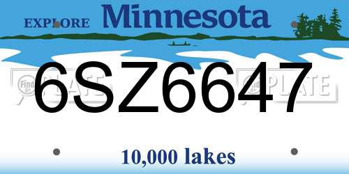 6SZ6647 Minnesota License Plate