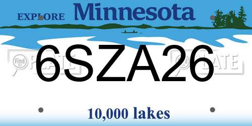 6SZA26 Minnesota License Plate
