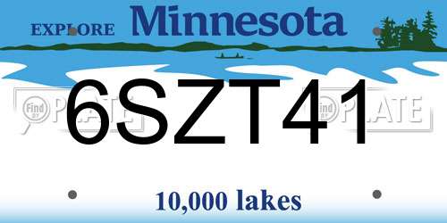 6SZT41 Minnesota License Plate