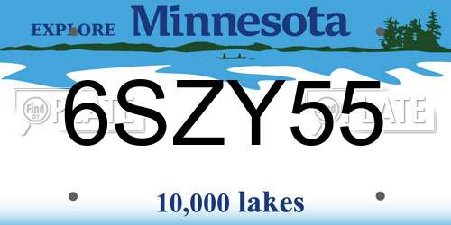 6SZY55 Minnesota License Plate