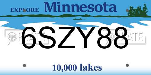 6SZY88 Minnesota License Plate