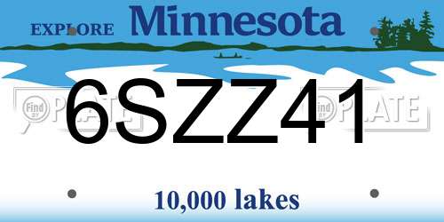 6SZZ41 Minnesota License Plate