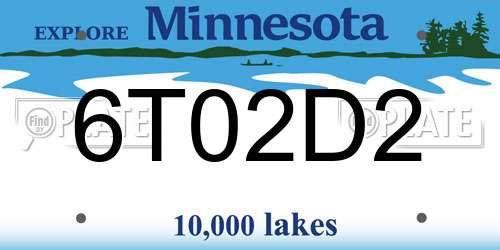 6T02D2 Minnesota License Plate