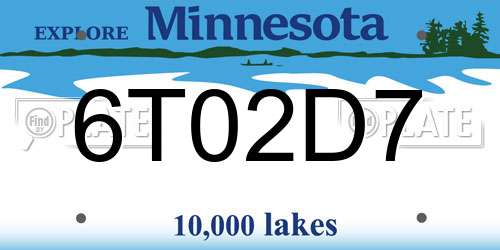 6T02D7 Minnesota License Plate