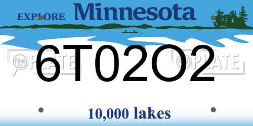6T02O2 Minnesota License Plate