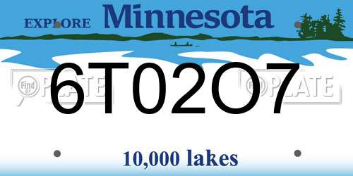 6T02O7 Minnesota License Plate