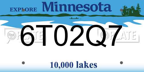 6T02Q7 Minnesota License Plate