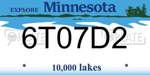 6T07D2 Minnesota License Plate