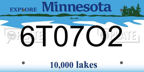 6T07O2 Minnesota License Plate
