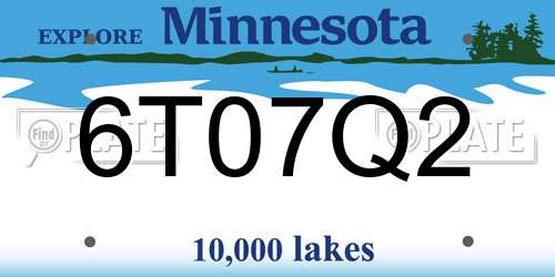 6T07Q2 Minnesota License Plate