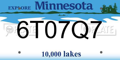 6T07Q7 Minnesota License Plate