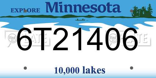 6T21406 Minnesota License Plate