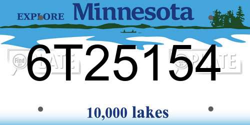 6T25154 Minnesota License Plate