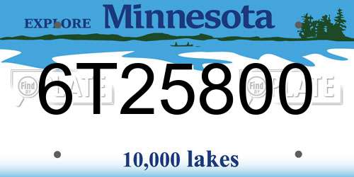 6T25800 Minnesota License Plate