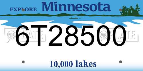 6T28500 Minnesota License Plate