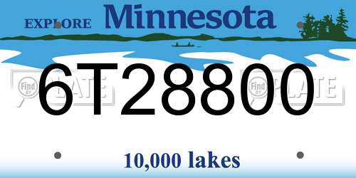 6T28800 Minnesota License Plate