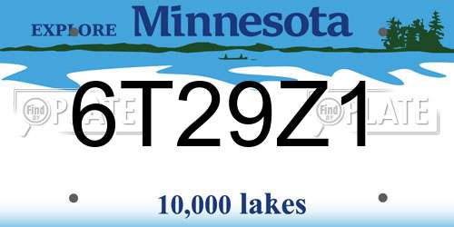 6T29Z1 Minnesota License Plate
