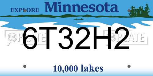 6T32H2 Minnesota License Plate
