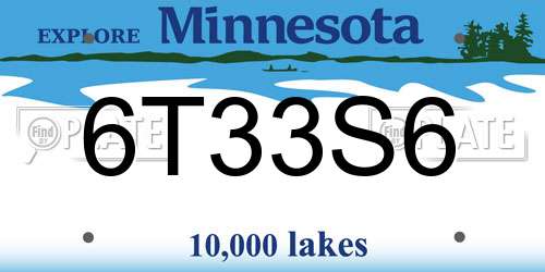 6T33S6 Minnesota License Plate
