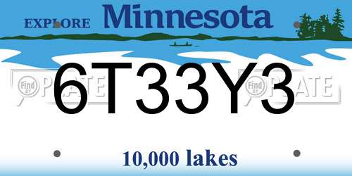 6T33Y3 Minnesota License Plate